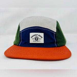 Smokey The Bear Hat Adult 5 Panel Sherpa Fleece Nylon Baseball Cap Patch NEW